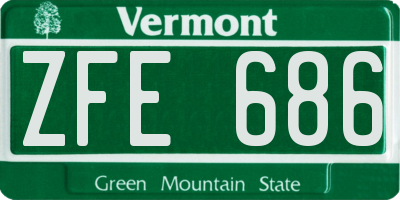 VT license plate ZFE686