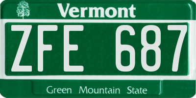 VT license plate ZFE687