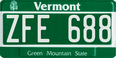 VT license plate ZFE688
