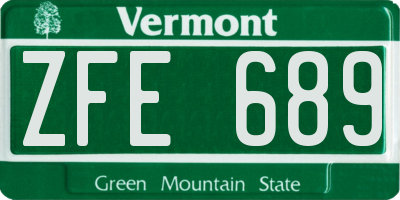 VT license plate ZFE689