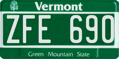 VT license plate ZFE690