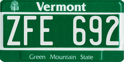 VT license plate ZFE692