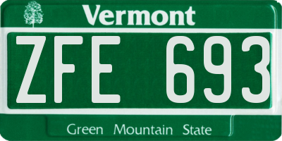 VT license plate ZFE693