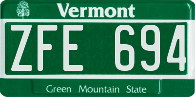 VT license plate ZFE694