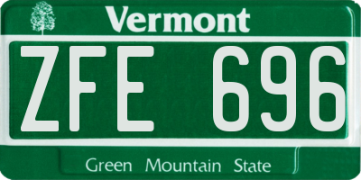 VT license plate ZFE696