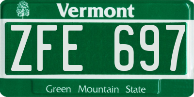VT license plate ZFE697