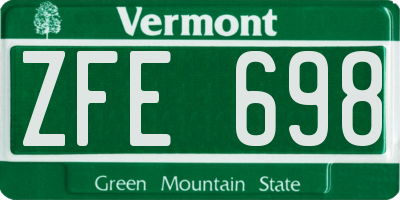 VT license plate ZFE698