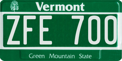 VT license plate ZFE700
