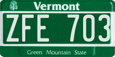 VT license plate ZFE703