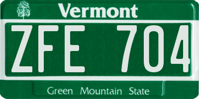 VT license plate ZFE704