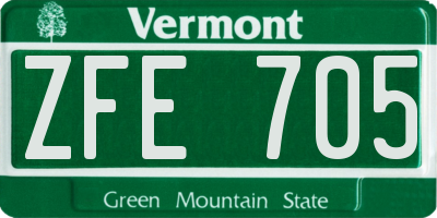 VT license plate ZFE705