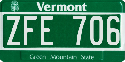 VT license plate ZFE706