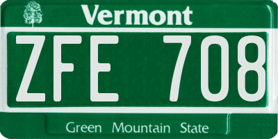 VT license plate ZFE708