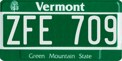 VT license plate ZFE709