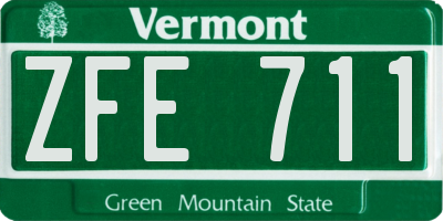 VT license plate ZFE711