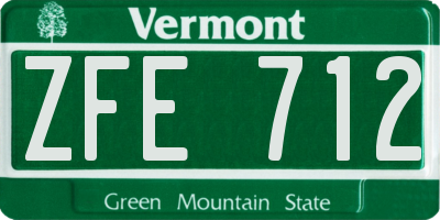 VT license plate ZFE712