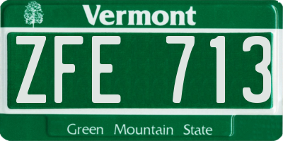 VT license plate ZFE713