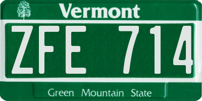 VT license plate ZFE714