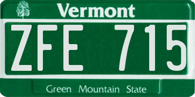 VT license plate ZFE715