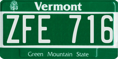 VT license plate ZFE716