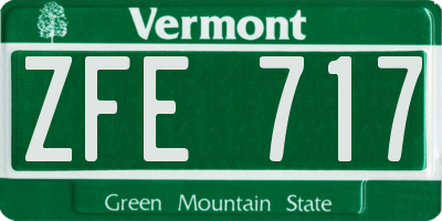 VT license plate ZFE717