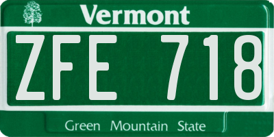 VT license plate ZFE718