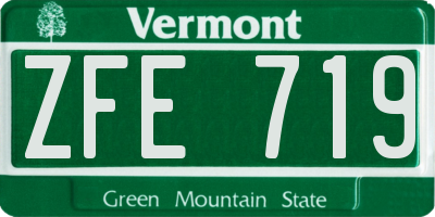 VT license plate ZFE719