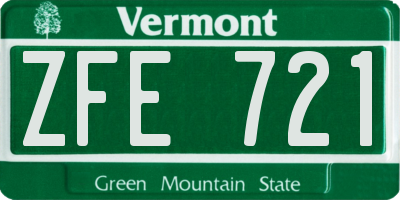 VT license plate ZFE721