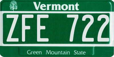 VT license plate ZFE722