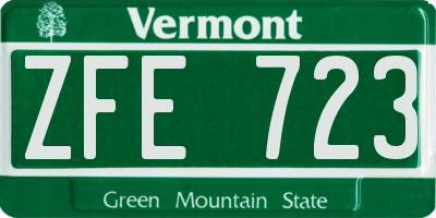 VT license plate ZFE723