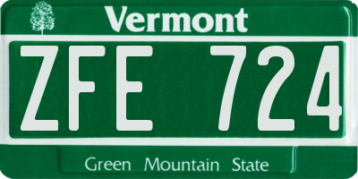VT license plate ZFE724