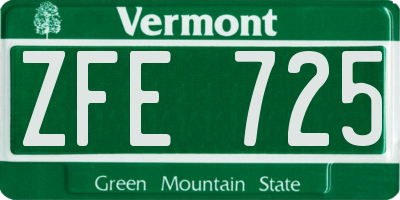VT license plate ZFE725