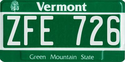 VT license plate ZFE726