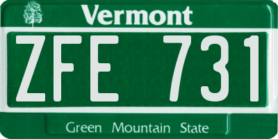 VT license plate ZFE731