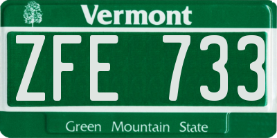 VT license plate ZFE733