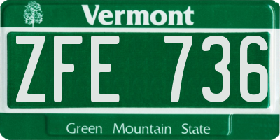 VT license plate ZFE736
