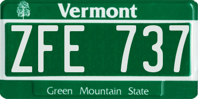 VT license plate ZFE737