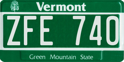 VT license plate ZFE740