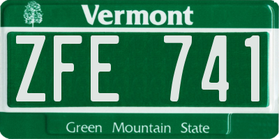 VT license plate ZFE741