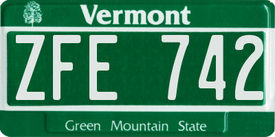 VT license plate ZFE742