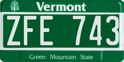 VT license plate ZFE743