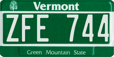 VT license plate ZFE744