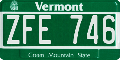 VT license plate ZFE746