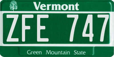 VT license plate ZFE747