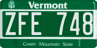 VT license plate ZFE748