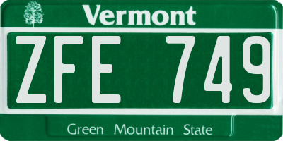 VT license plate ZFE749