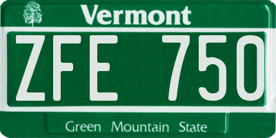 VT license plate ZFE750