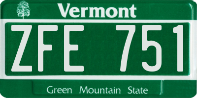 VT license plate ZFE751
