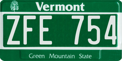 VT license plate ZFE754