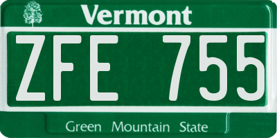 VT license plate ZFE755